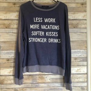 Wildfox BBJ Big Baggy Jumper Pullover Sweater Less Work More Vacations Small